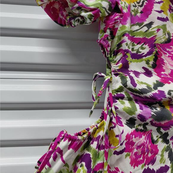 Misa Los Angeles Womens Dress Medium Floral Cutout Puff Sleeve Cottage Flirty - Picture 9 of 12